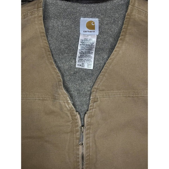 Carhartt V26 CML Tan Brown Khaki Duck Canvas Sherpa Lined Vest Men's Size 2XL - Picture 3 of 5